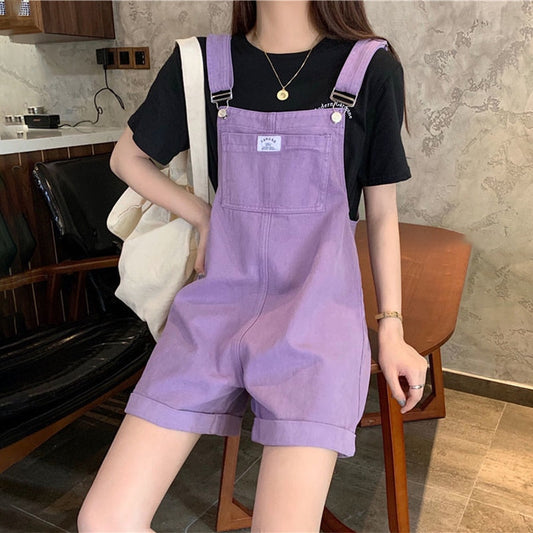 Korean Style Denim Overalls Kawaii Side