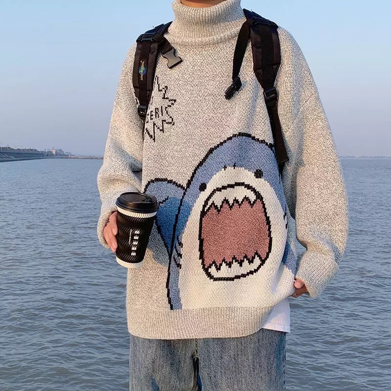 Happy Shark Turtleneck Kawaii Side