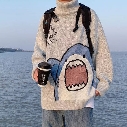 Happy Shark Turtleneck Kawaii Side