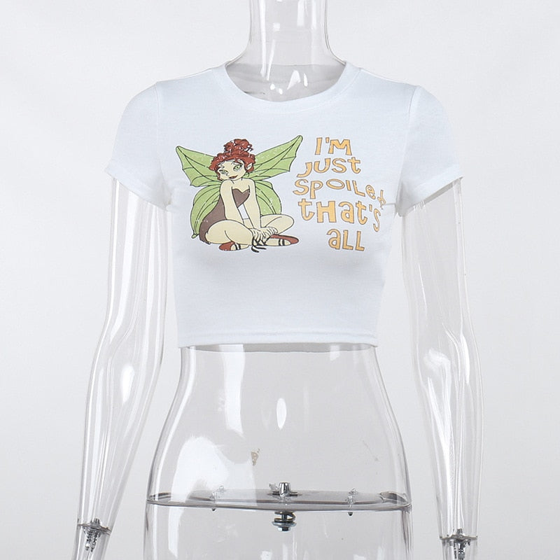 Fairycore Pixie Graphic Crop Top Kawaii Side