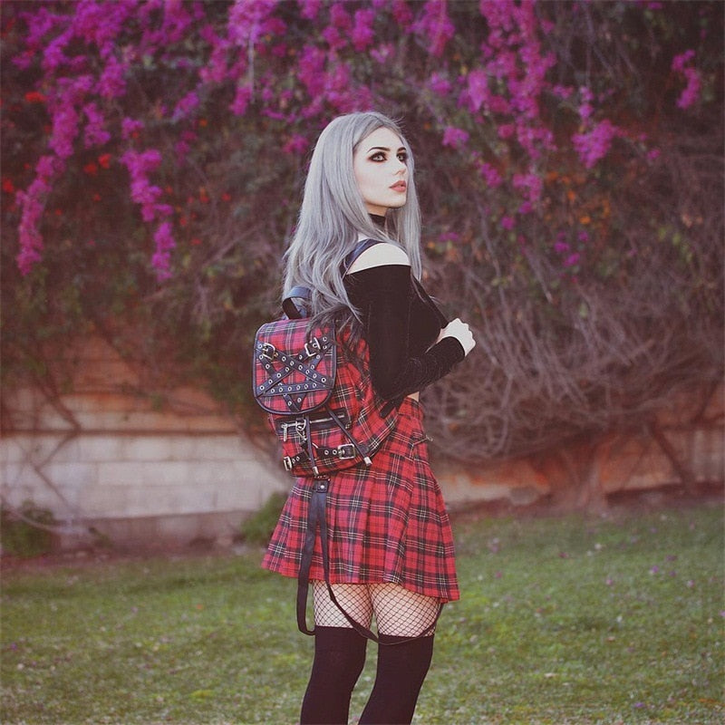 Egirl Punk Rock Plaid Straps Skirt Kawaii Side