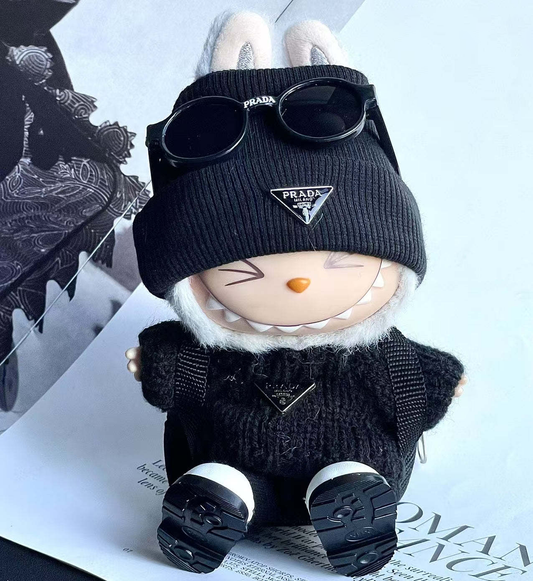 Prada-Inspired Labubu All-Black Knit - (Labubu Not Included)