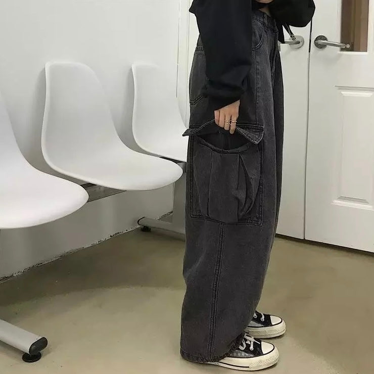 Wide Leg Cargo Pants Kawaii Side