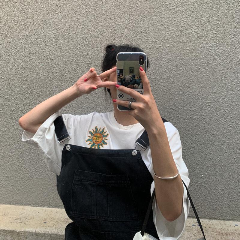Cozy Retro Denim Overalls Kawaii Side