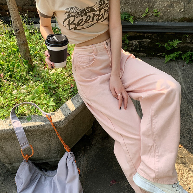 Summer High Waist Jeans Kawaii Side