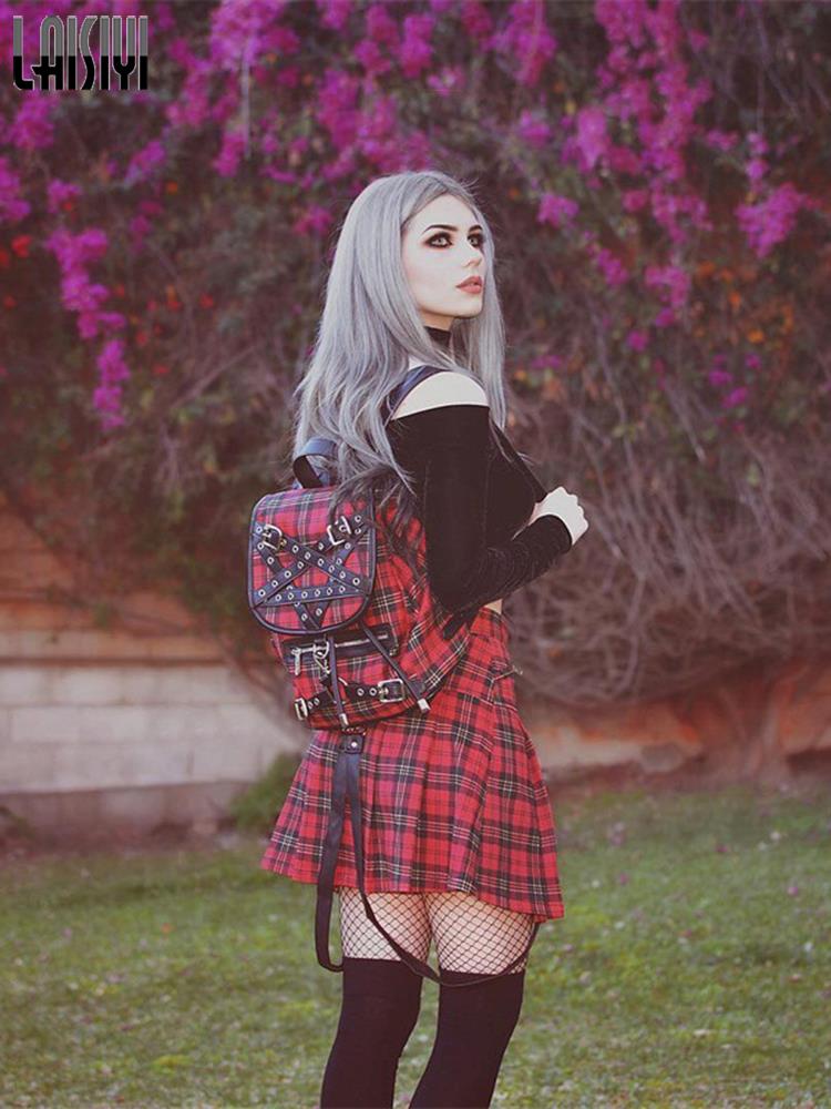 Egirl Punk Rock Plaid Straps Skirt Kawaii Side