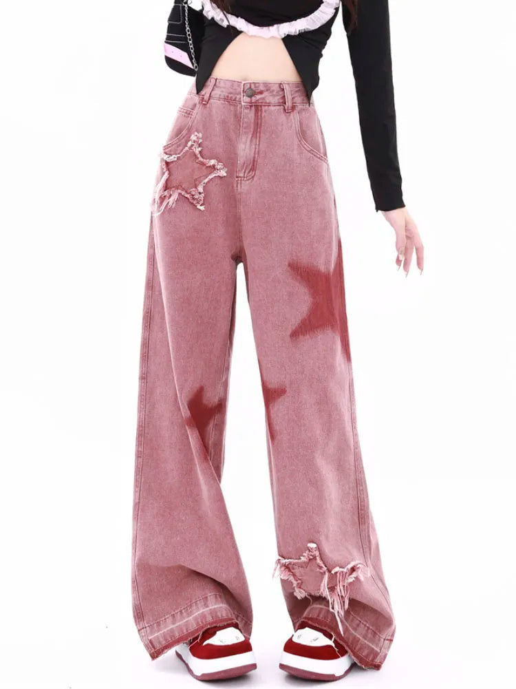 Y2k Street Denim Pants Kawaii Side