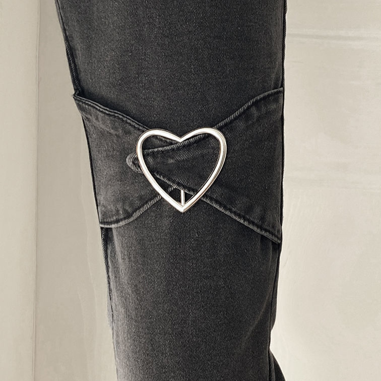 Vintage Y2K Black Denim Pants Kawaii Side