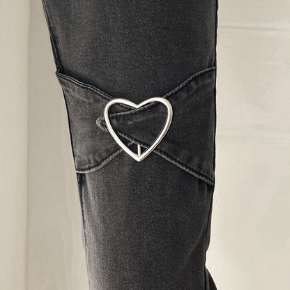 Vintage Y2K Black Denim Pants Kawaii Side