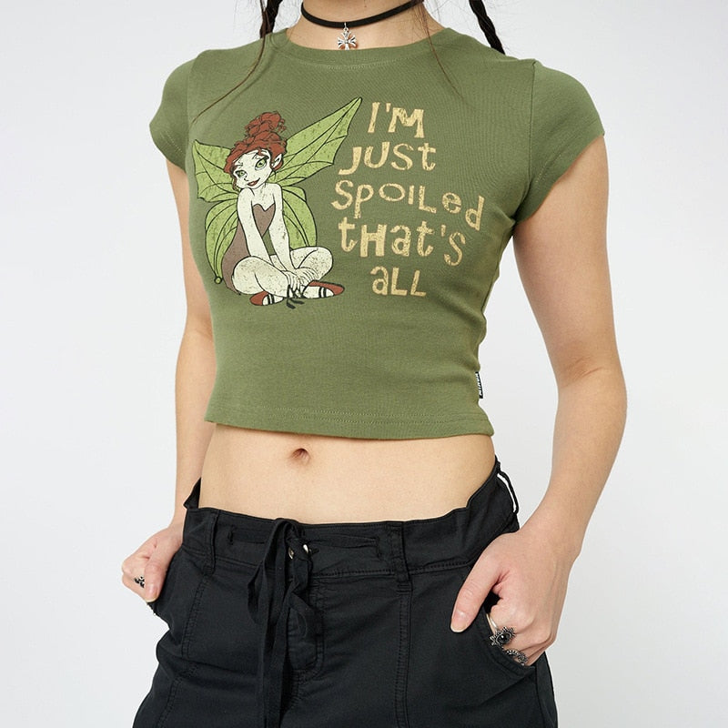 Fairycore Pixie Graphic Crop Top Kawaii Side