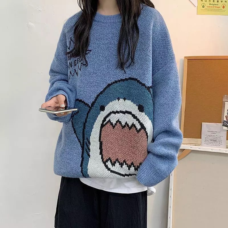 Happy Shark Sweatshirt Kawaii Side