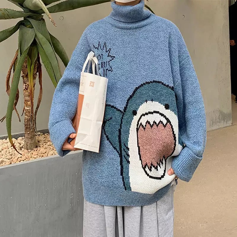 Happy Shark Turtleneck Kawaii Side