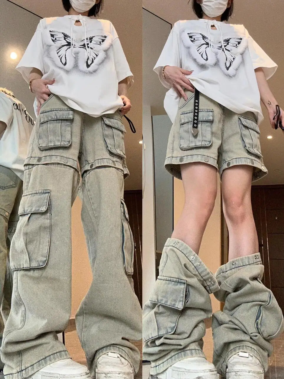 Detachable Jeans Harajuku Y2K Kawaii Side