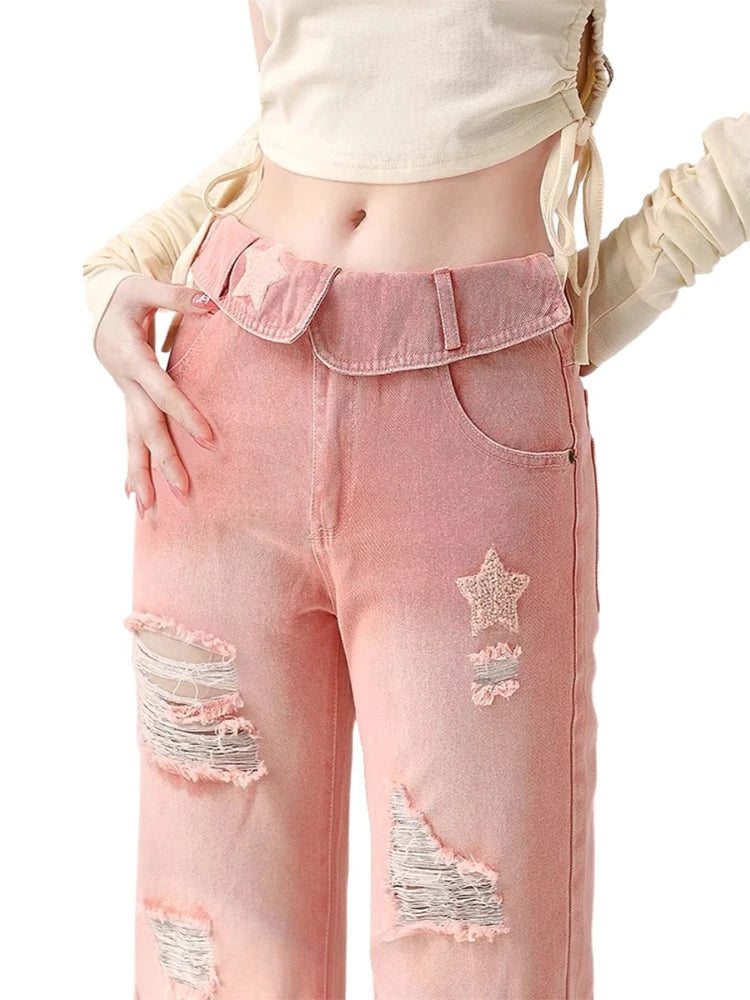 Y2K Kawaii Ripped Jeans Kawaii Side
