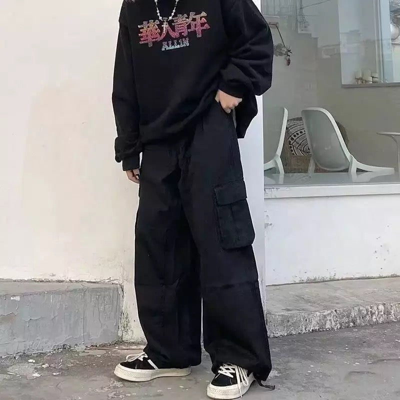 Vintage Two-Tone Cargo Pants Kawaii Side