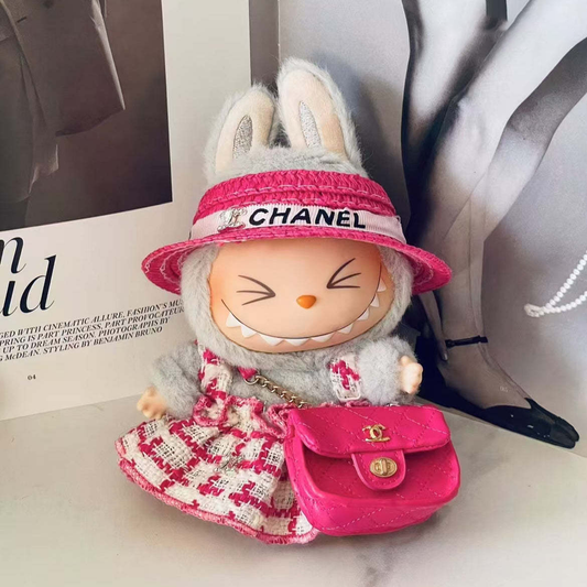 Chanel-Inspired Labubu Pink Tweed Outfit Set (Labubu Not Included)