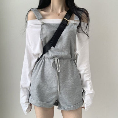 Lace-up Casual Overalls Kawaii Side