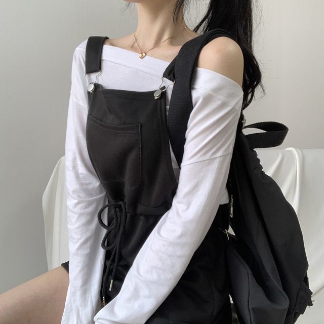 Lace-up Casual Overalls Kawaii Side