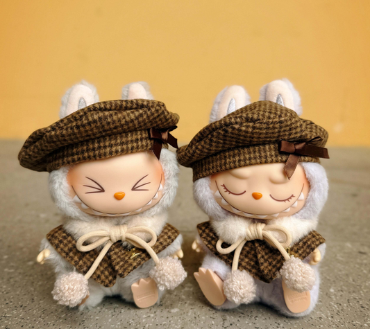 Burberry-Inspired Labubu Houndstooth Outfit Set - (Labubu Not Included)