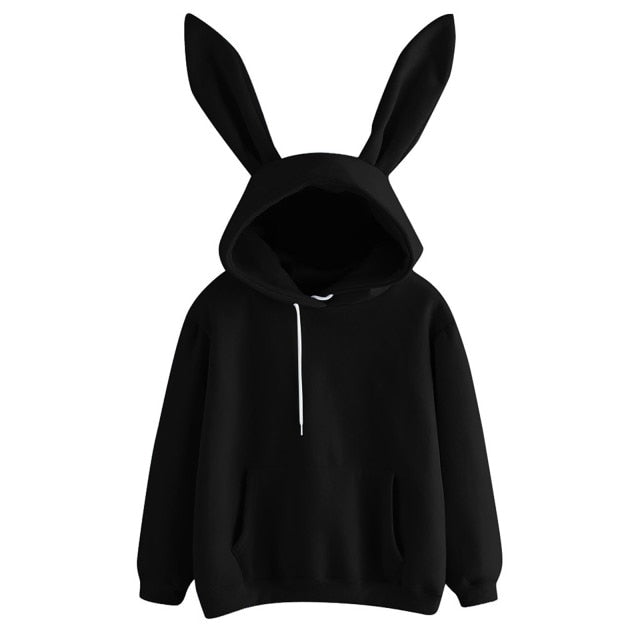 Bunny Ears Hoodie - Black Kawaii Side