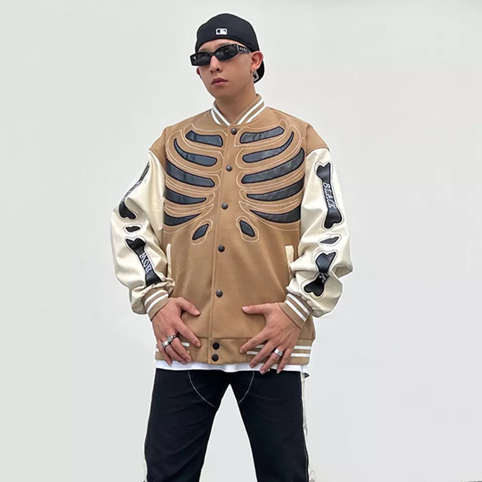 Skeleton Varsity Jacket Kawaii Side