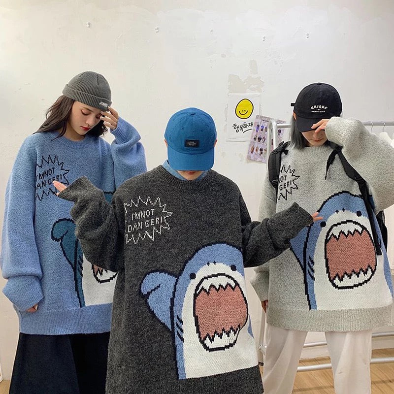 Happy Shark Sweatshirt Kawaii Side