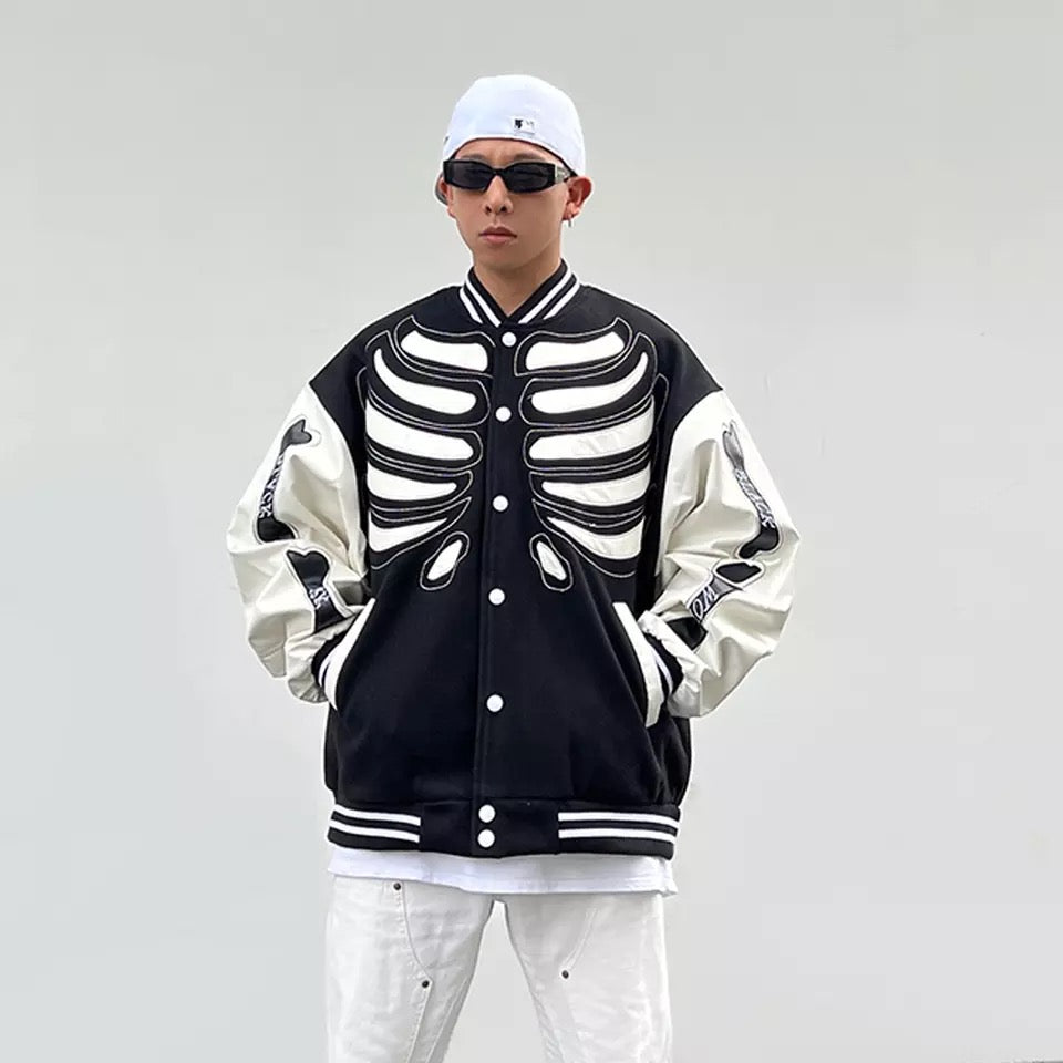 Skeleton Varsity Jacket Kawaii Side