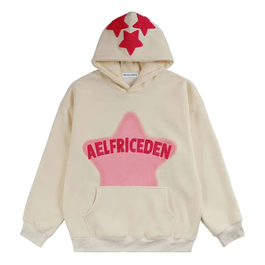 Eden Vintage Embroidery Star Oversized Hoodie