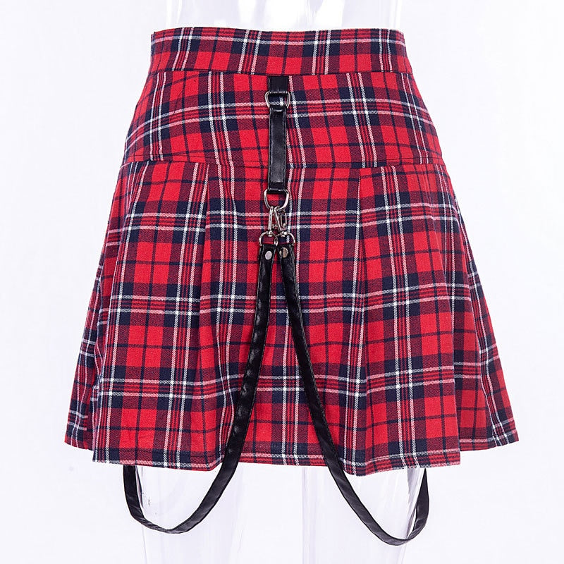 Egirl Punk Rock Plaid Straps Skirt Kawaii Side
