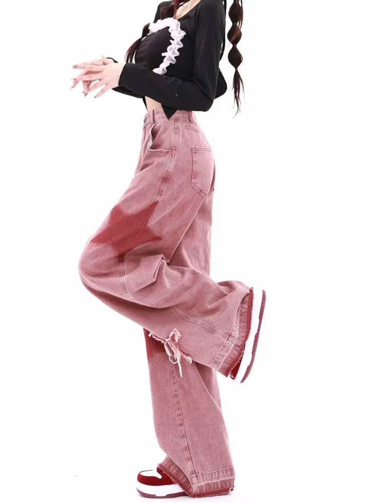 Y2k Street Denim Pants Kawaii Side