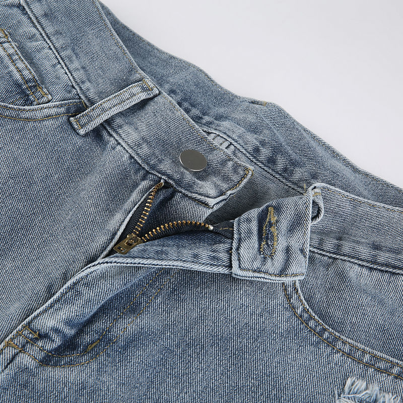 Ripped Straight Jeans Kawaii Side