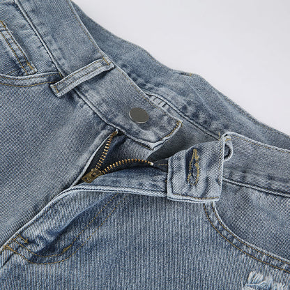 Ripped Straight Jeans Kawaii Side