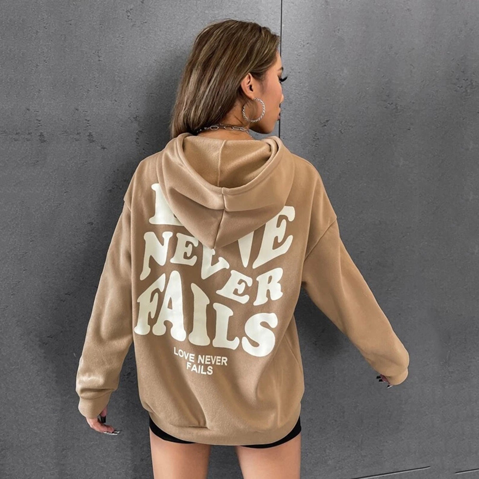 Love Never Fails Aesthetic Hoodie Kawaii Side