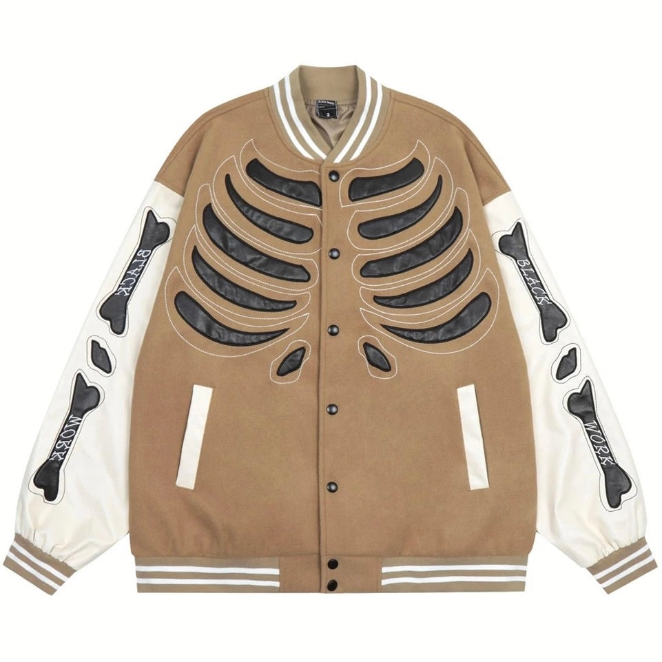 Skeleton Varsity Jacket Kawaii Side