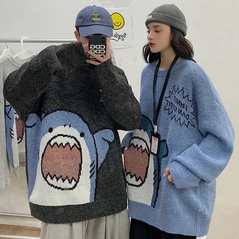 Happy Shark Sweatshirt Kawaii Side