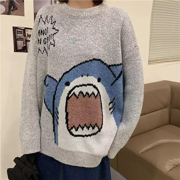 Happy Shark Sweatshirt Kawaii Side