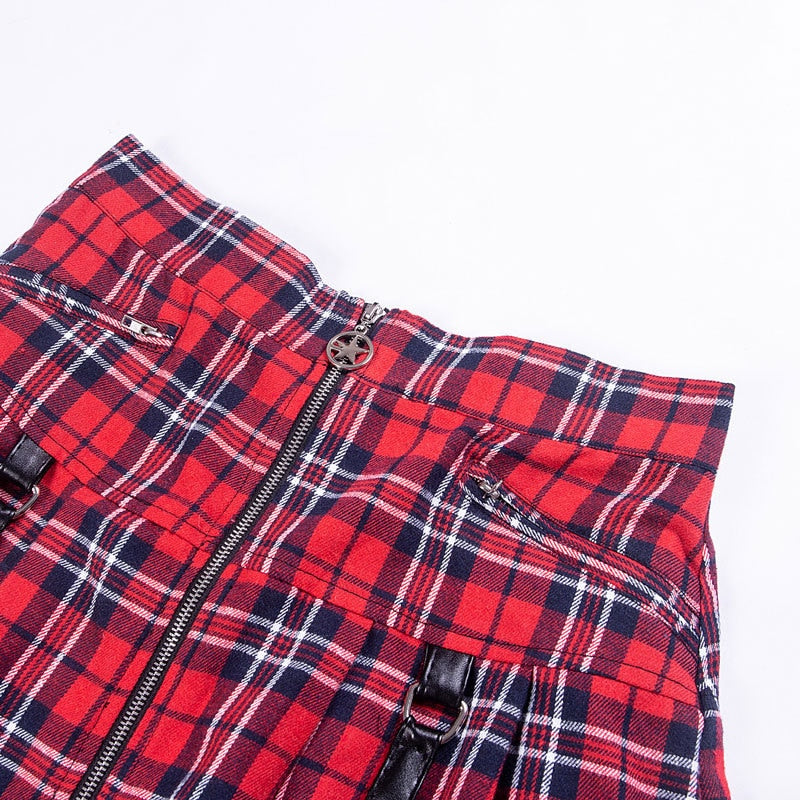 Egirl Punk Rock Plaid Straps Skirt Kawaii Side
