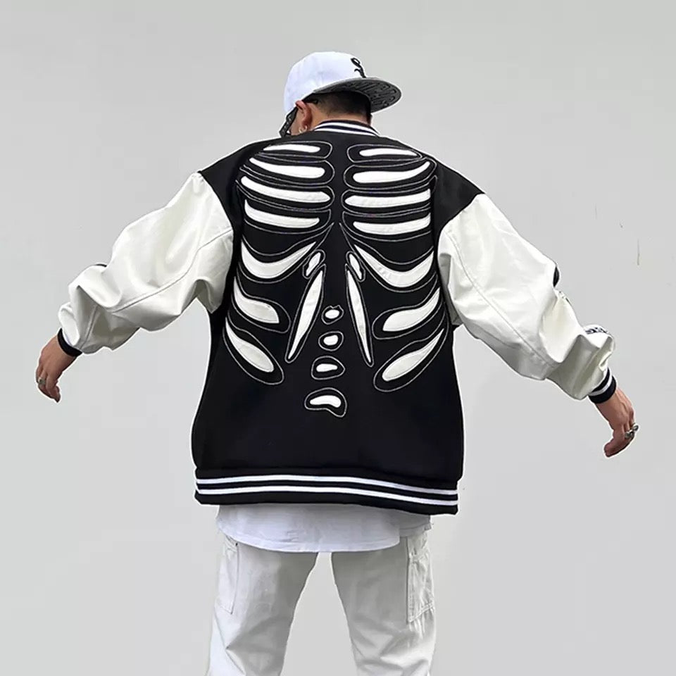 Skeleton Varsity Jacket Kawaii Side