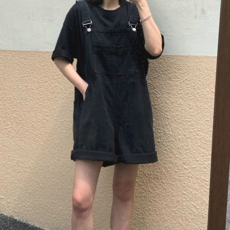 Cozy Retro Denim Overalls Kawaii Side