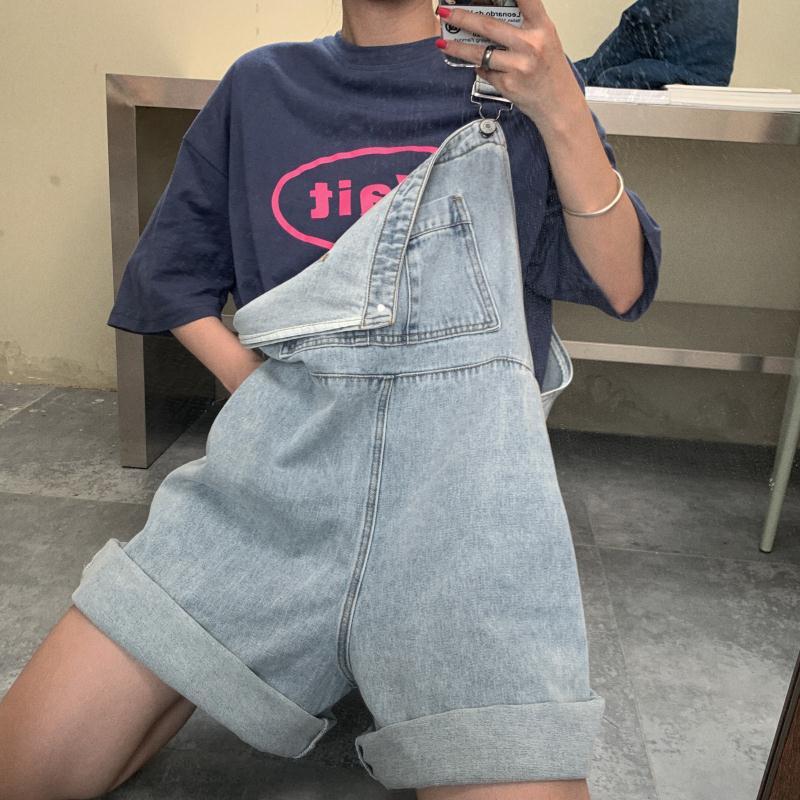 Cozy Retro Denim Overalls Kawaii Side