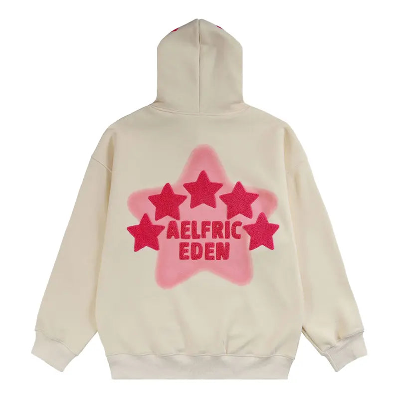 Eden Vintage Embroidery Star Oversized Hoodie