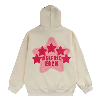 Eden Vintage Embroidery Star Oversized Hoodie