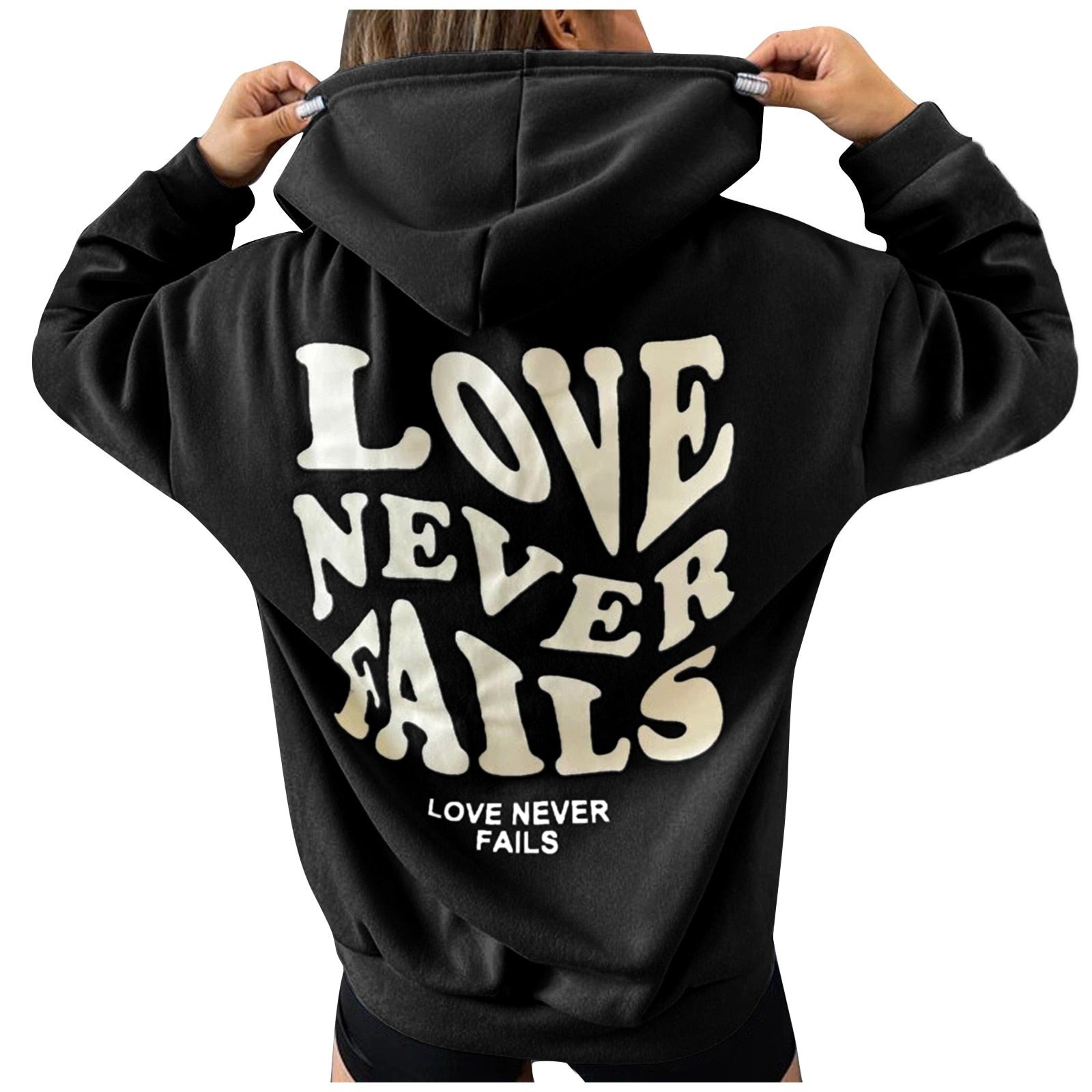 Love Never Fails Aesthetic Hoodie Kawaii Side