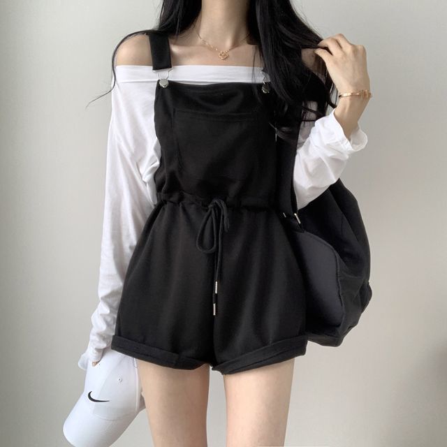 Lace-up Casual Overalls Kawaii Side