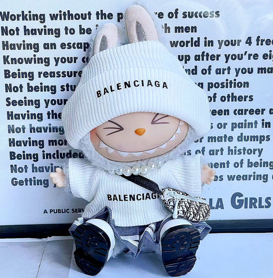 White/Black Balenciaga-Inspired Labubu Streetwear - (Labubu Not Inclued)