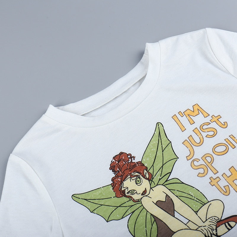 Fairycore Pixie Graphic Crop Top Kawaii Side
