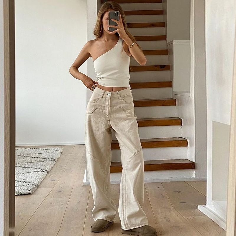 Korean High Waist Jeans Kawaii Side