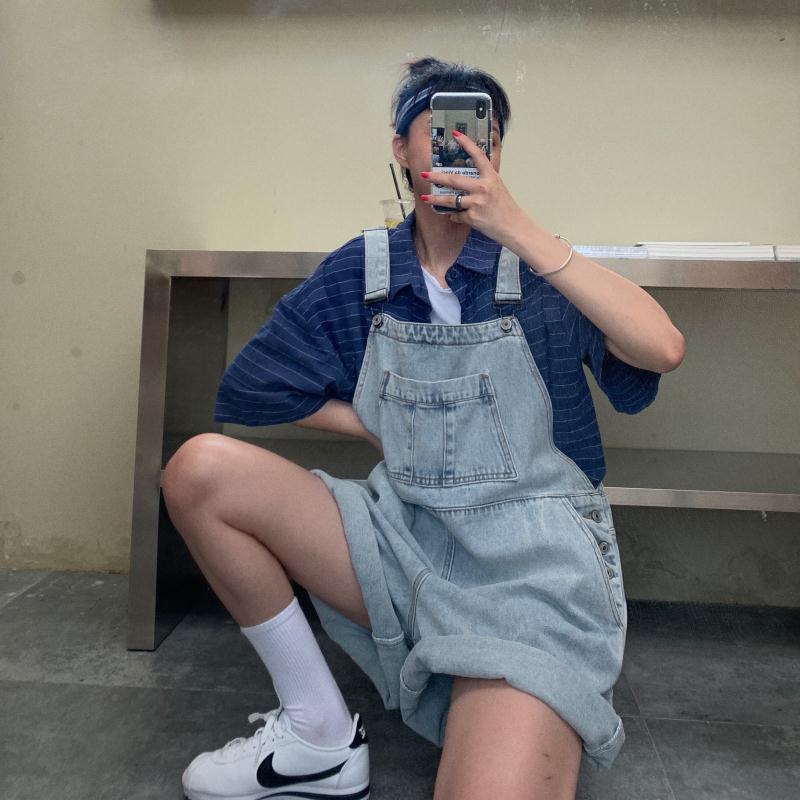 Cozy Retro Denim Overalls Kawaii Side