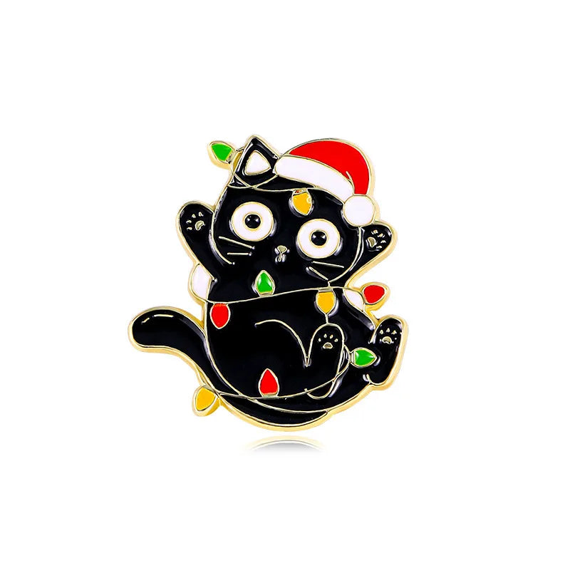 Christmas Kitten Enamel Pin Kawaii Side