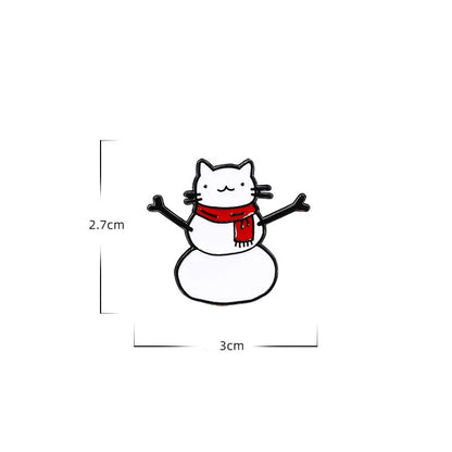 Cute Cat Snowman Enamel Pin Kawaii Side